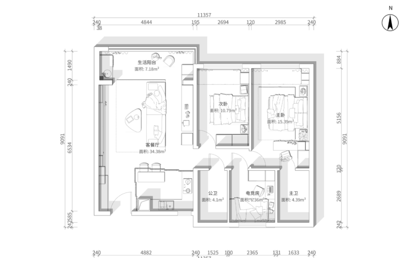 未嘉定制｜114m²龙湖青云阙，设计方案分享
