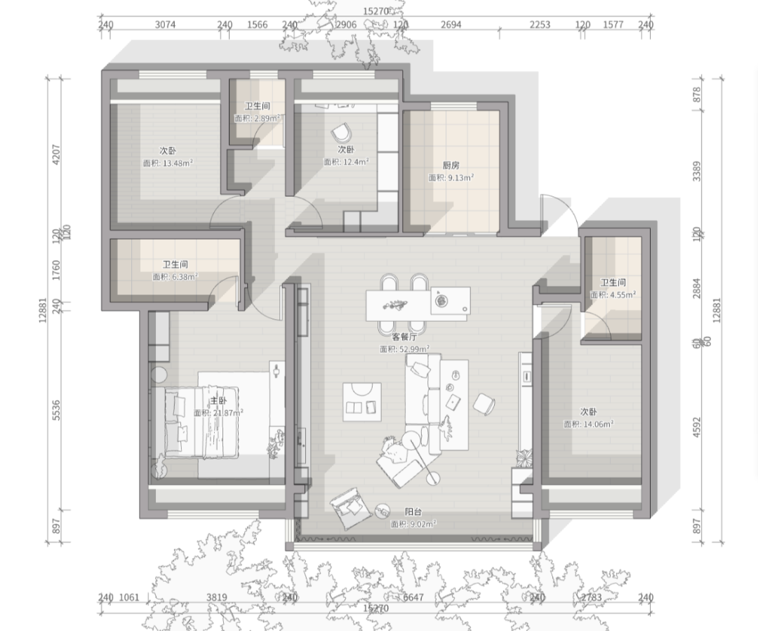 未嘉定制｜174m²春和万象设计案例分享(图1)