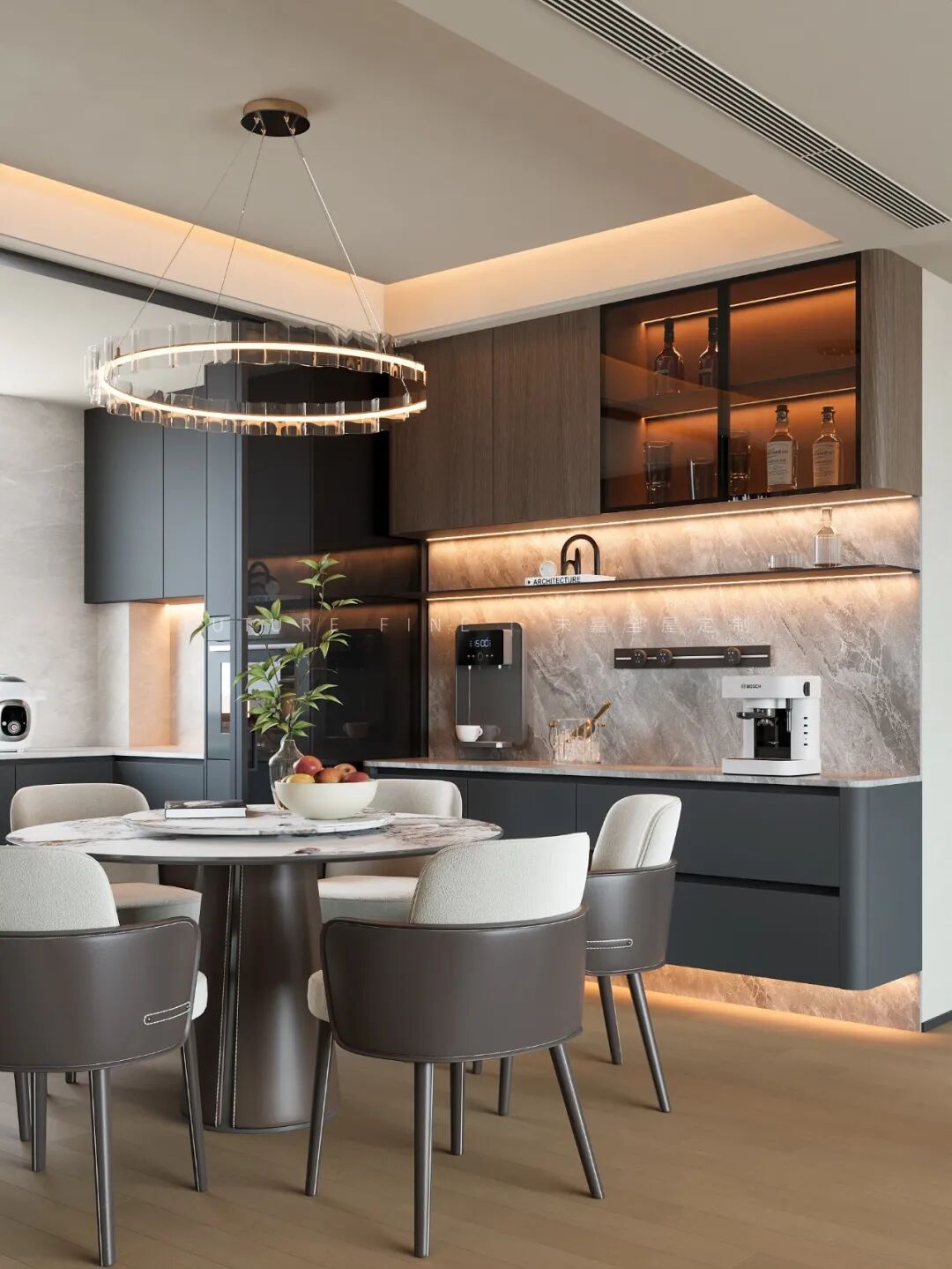 未嘉定制 | 拾月璟庭197m²,意式极简设计方案(图6)